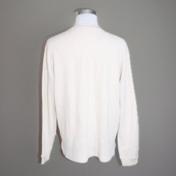 Theory Men's Mattis Studio Waffle knit L/S T shirt 3-button Crew Ivory Cream 2XL - Picture 4 of 6
